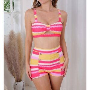 Colorful Striped Two-Piece Set